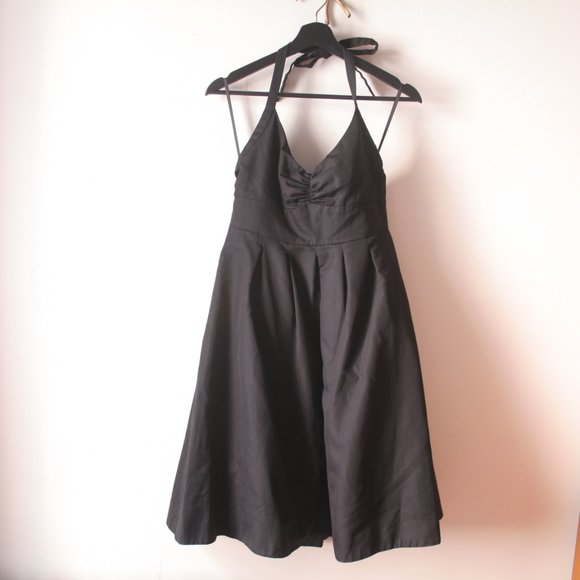 J. Crew Dresses & Skirts - J. Crew Lydia Black 50s Style Halter Flare Dress with Pockets 100% cotton - 6